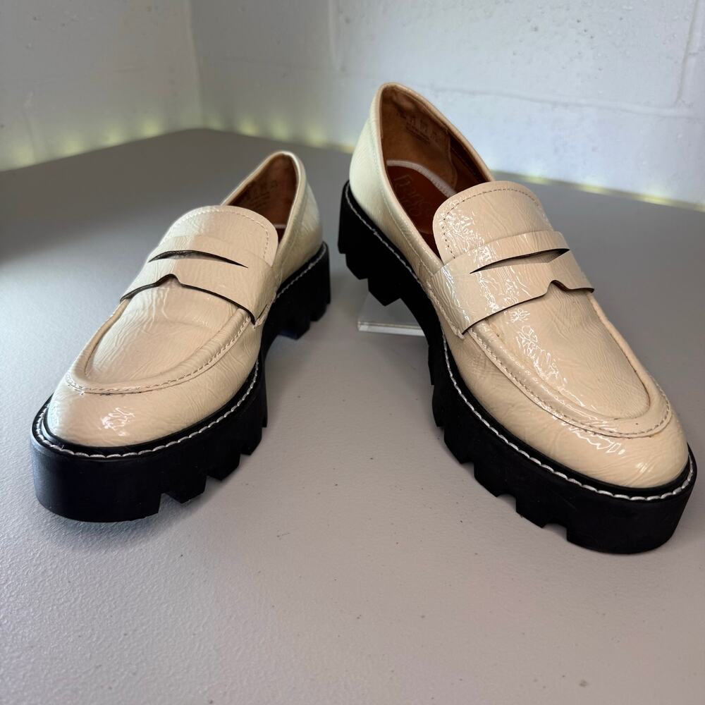 franco sarto balin patent chunky lug sole loafers ivory US 7.5M EU 37.5